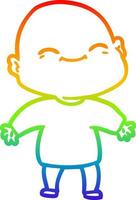 rainbow gradient line drawing happy cartoon bald man vector