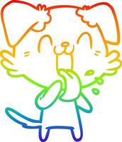 arco iris gradiente línea dibujo dibujos animados jadeando perro vector