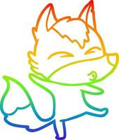 rainbow gradient line drawing cartoon wolf pouting vector