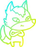 cold gradient line drawing friendly cartoon wolf vector