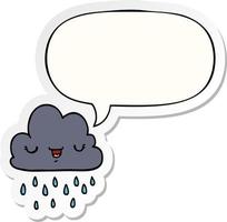 cartoon storm cloud and speech bubble sticker vector