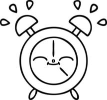 line drawing cartoon alarm clock vector