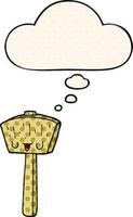 cartoon mallet and thought bubble in comic book style vector