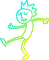 cold gradient line drawing cartoon dancing man vector