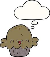 cute cartoon pie and thought bubble vector