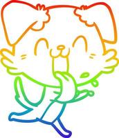 rainbow gradient line drawing cartoon panting dog running vector