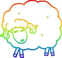 rainbow gradient line drawing cartoon black sheep vector