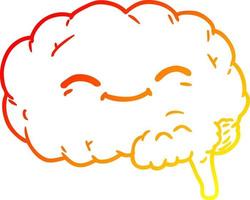 warm gradient line drawing cartoon brain vector