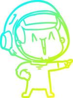 cold gradient line drawing happy cartoon astronaut pointing vector