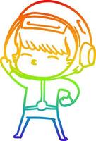 rainbow gradient line drawing cartoon astronaut vector