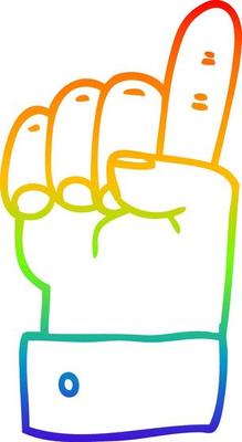 rainbow gradient line drawing cartoon pointing hand