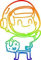 rainbow gradient line drawing happy cartoon astronaut man vector