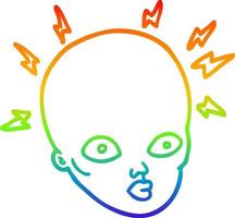 rainbow gradient line drawing cartoon bald head vector