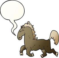 cartoon stallion and speech bubble in smooth gradient style vector