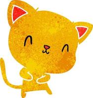 retro cartoon of cute kawaii cat vector