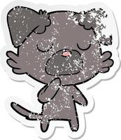 distressed sticker of a cartoon dog vector