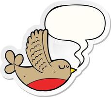 cartoon bird and speech bubble sticker vector