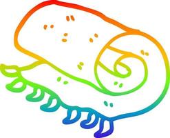 dibujo de línea de gradiente de arco iris manta enrollada de dibujos animados vector