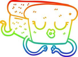 rainbow gradient line drawing cartoon loaf of bread vector