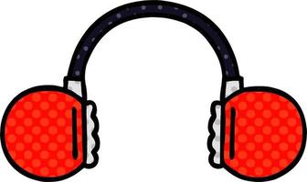 auriculares retro de dibujos animados de estilo cómic vector