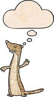 cartoon weasel and thought bubble in grunge texture pattern style vector