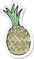 retro distressed sticker of a cartoon pineapple vector