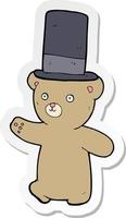 sticker of a cartoon bear in hat vector