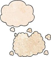 cartoon smoke cloud and thought bubble in grunge texture pattern style vector