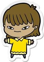 sticker of a cartoon woman vector