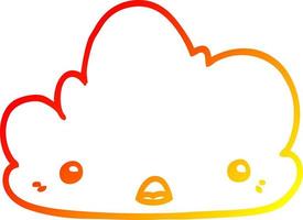 warm gradient line drawing cute cartoon cloud vector