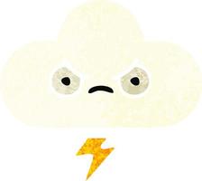 retro illustration style cartoon thunder cloud vector