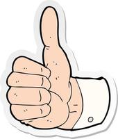 sticker of a cartoon thumbs up symbol vector