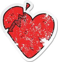 retro distressed sticker of a cartoon broken heart vector