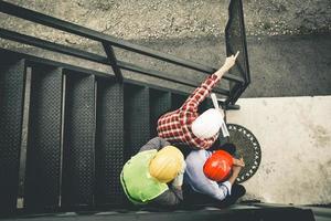 Engineer pointing orders for worker team to work safety photo