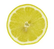 Lemon fruit slice isolated on white background with clipping path photo