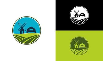vector illustration farm field with barn and windmill. Good for any business related to plantation, field, agriculture