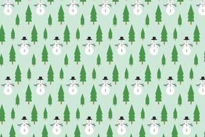 Minimal Christmas pattern texture for book covers and wallpapers. Abstract pattern background decoration on a light green background. Christmas pattern design with pine tree icons and snowmen. vector