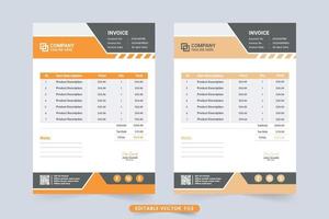 Digital business invoice and purchase voucher design with abstract shapes. Minimal invoice and price receipt decoration for modern business. Professional payment agreement design with price section. vector