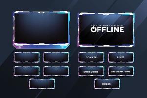 Online gaming overlay design with white and blue color shades. Streaming button decoration for gamers with an offline screen. Modern live stream overlay design element vector. vector