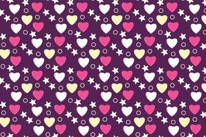 Abstract seamless love pattern vector with colorful love shapes and stars. Endless love pattern decoration on a dark background. Minimal pattern design for book covers, backgrounds, and bed sheets.