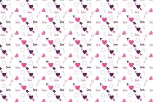 Seamless love pattern decoration with arrow and key elements. Minimal pattern element vector on a white background. Abstract pattern design for bed sheets, clothing, and book covers.