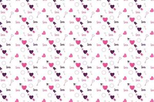 Seamless love pattern decoration with arrow and key elements. Minimal pattern element vector on a white background. Abstract pattern design for bed sheets, clothing, and book covers.