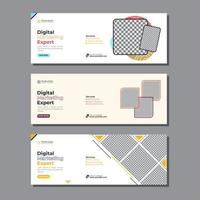 Social media cover banner modern webinar for digital marketing agency, business cover template geometric shape for abstract elements post background space for web banner vector