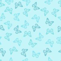 Seamless pattern with butterflies. Summer background. Blue backdrop. Vector illustration.