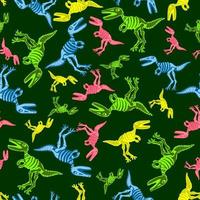 Bright seamless pattern dinosaurs skeleton. Can be use for design with t-rex, dinosaur skeleton, grunge design for boys. vector