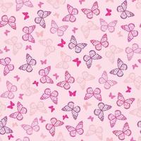 Colorful silhouettes of butterflies on a calm pink background. Insects. Seamless doodle summer pattern. Suitable for packaging, textile, wallpaper, phone case. vector