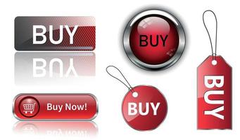 Botón de icono de compra diferente rojo. ilustración vectorial