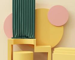 Colorful pastel object podium platform product display and showcase 3d rendering photo