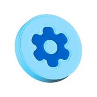 3d rendering gear setting settings icon on white background in blue circle photo