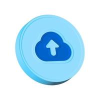 A blue cloud computing data icon is isolated over white background. 3D rendering. photo